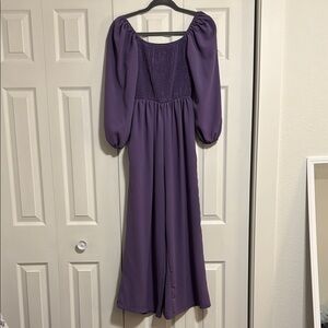 Small purple lightweight pantsuit frocked top